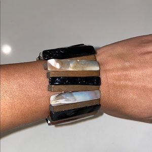 Brown black and opal stretch bracelet